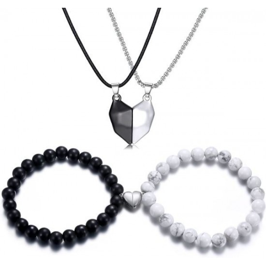 4PCS Two Souls One Heart Matching Necklaces Bracelets For Couples Magnet Wishing Stone Necklaces Pandent Set Bead Braided Adjustable Bracelets Mutual Attraction Friendship Couples 4PCS Two Souls One Heart Matching Necklaces Bracelets For Couples Magnet Wishing Stone Necklaces Pandent Set Bead Braided Adjustable Bracelets Mutual Attraction Friendship Couples